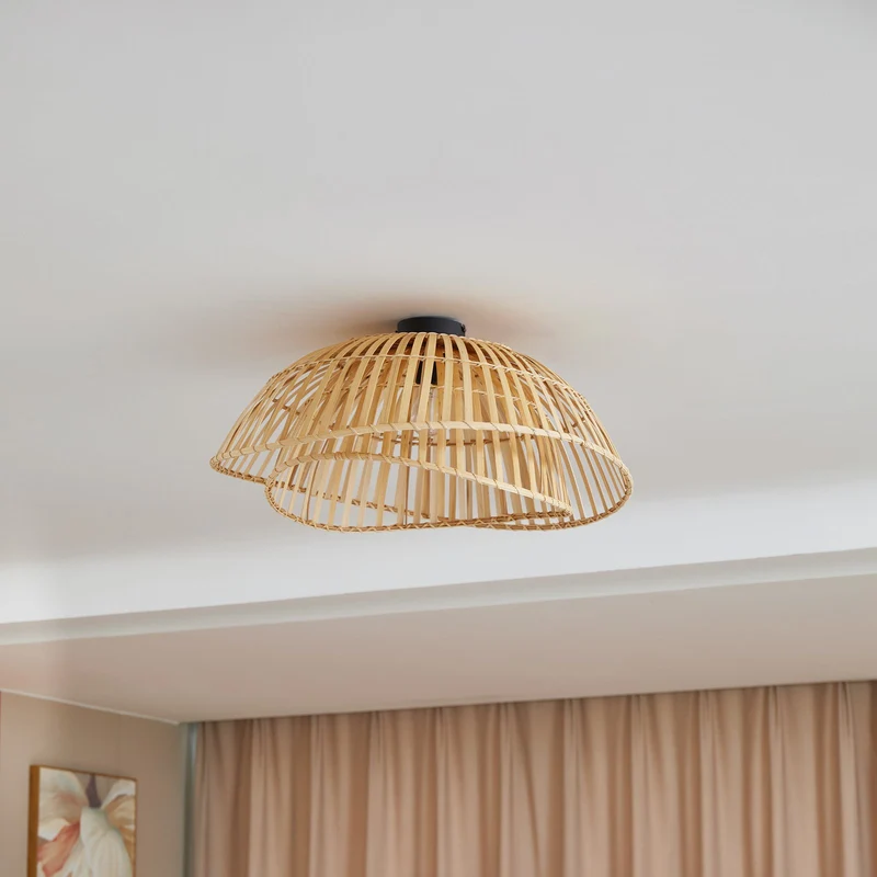 B-Ware Lindby Deckenleuchte Ilajus Ø 62 cm Bambus natur Deckenlampe Lampe Leuchte S379