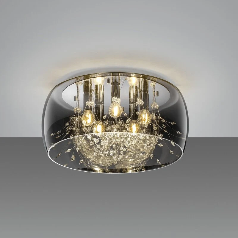 B-Ware Trio Lighting Deckenlampe Crystel Deckenlampe Lampe aus Glas chrom Ø 50 cm E14