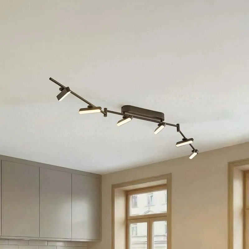 B-Ware Lindby LED Strahler Deckenleuchte Lichtleiste Eldrin Schwarz dimmbar sechsflammi
