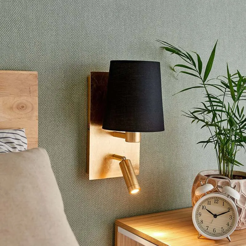 B-Ware Lindby Wandleuchte Aiden Leselampe Flurleuchte Lampe Leuchte 40W schwarz gold650