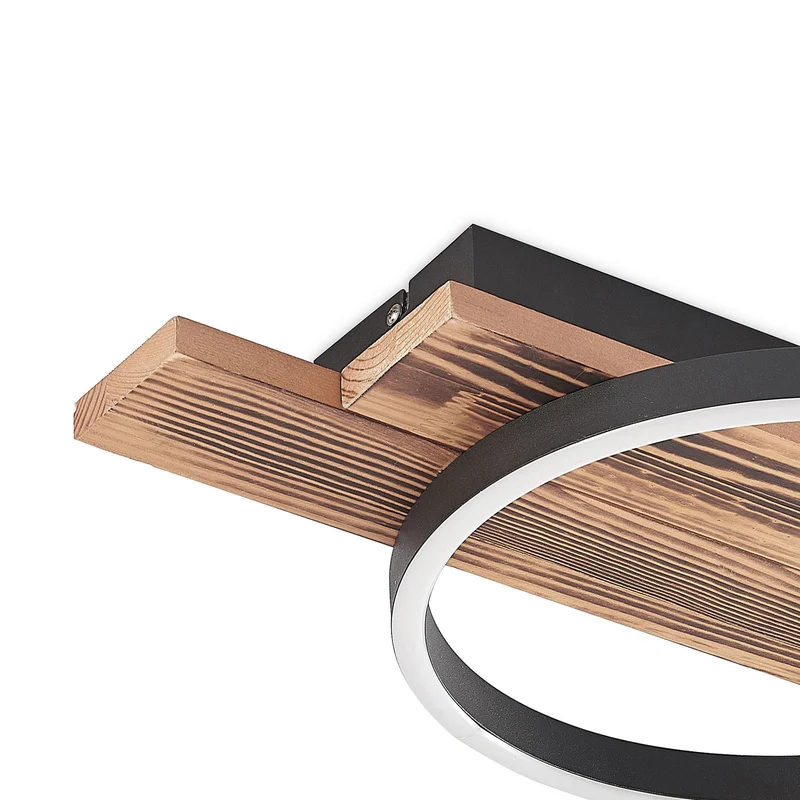 B-Ware Lindby Deckenleuchte Deckenlampe LED Sentoa Holz hell dimmbar warmweiß Wohnzi639