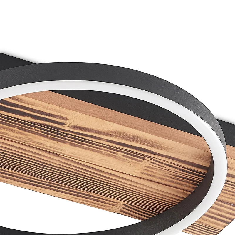 B-Ware Lindby Deckenleuchte Deckenlampe LED Sentoa Holz hell dimmbar warmweiß Wohnzi639