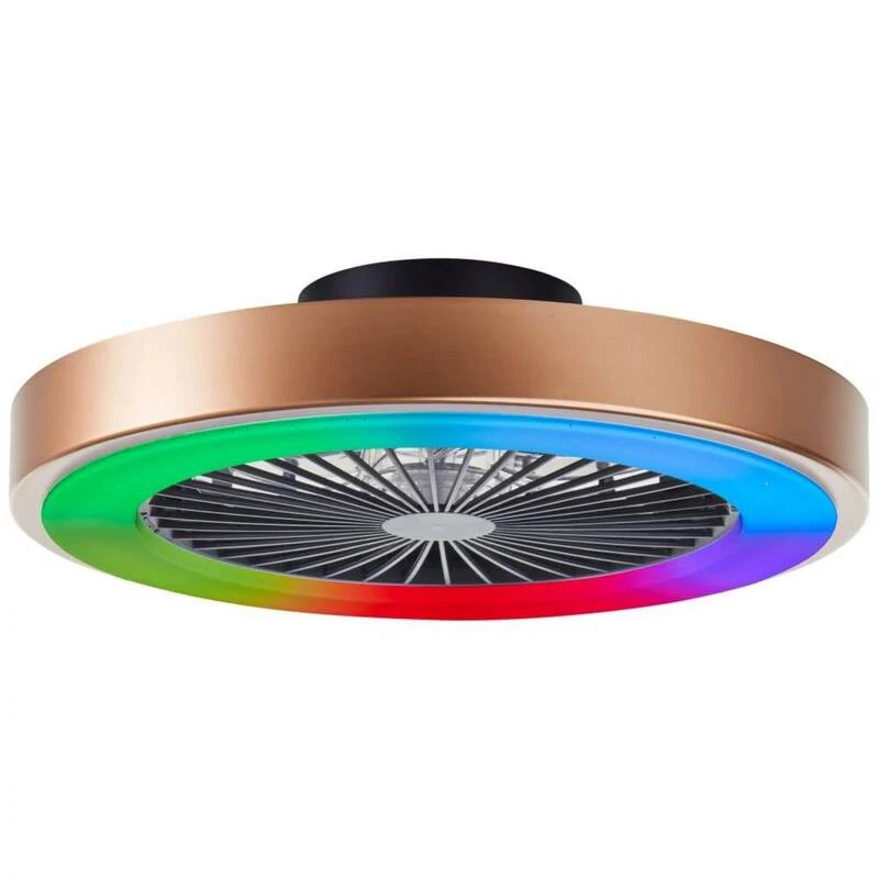 B-Ware Brilliant Deckenleuchte Lampe LED Ventilator Slimline Gold integriert dimmbar