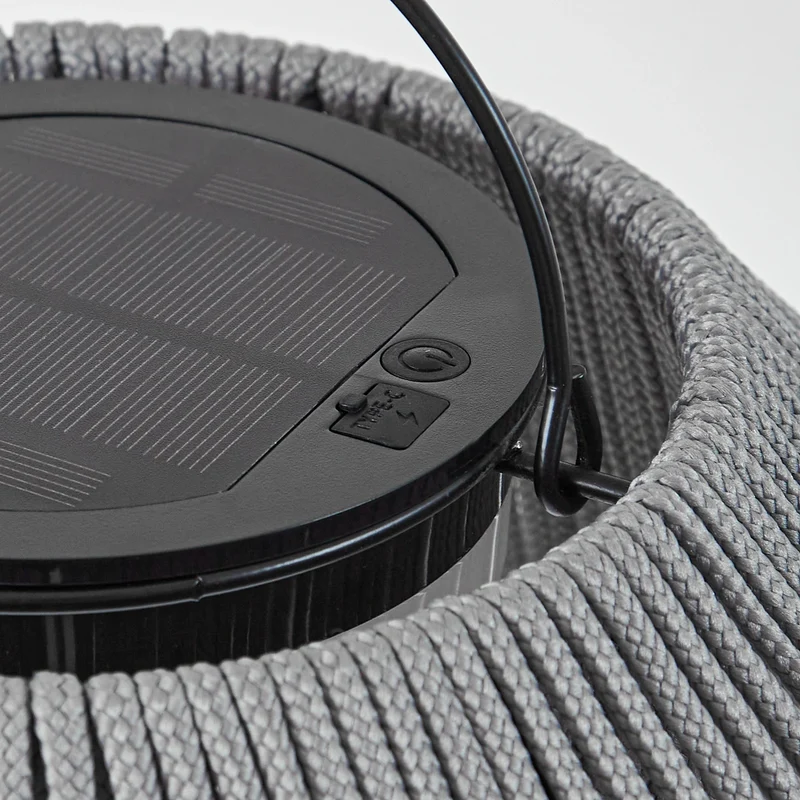 B-Ware Lindby Hängeleuchte Pendelleuchte LED Solarleuchte Grau USB IP54 Balkon Terrasse