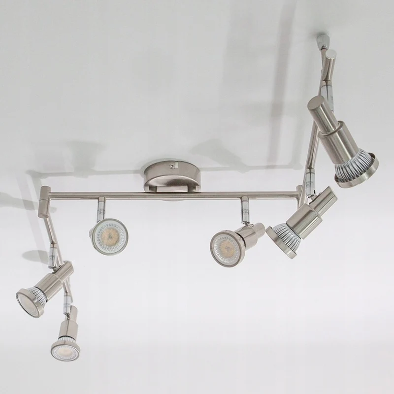 B-Ware Lindby Nickelfarbene LED-Deckenlampe Aron 6-fl Deckenlampe Deckenstrahler GU10