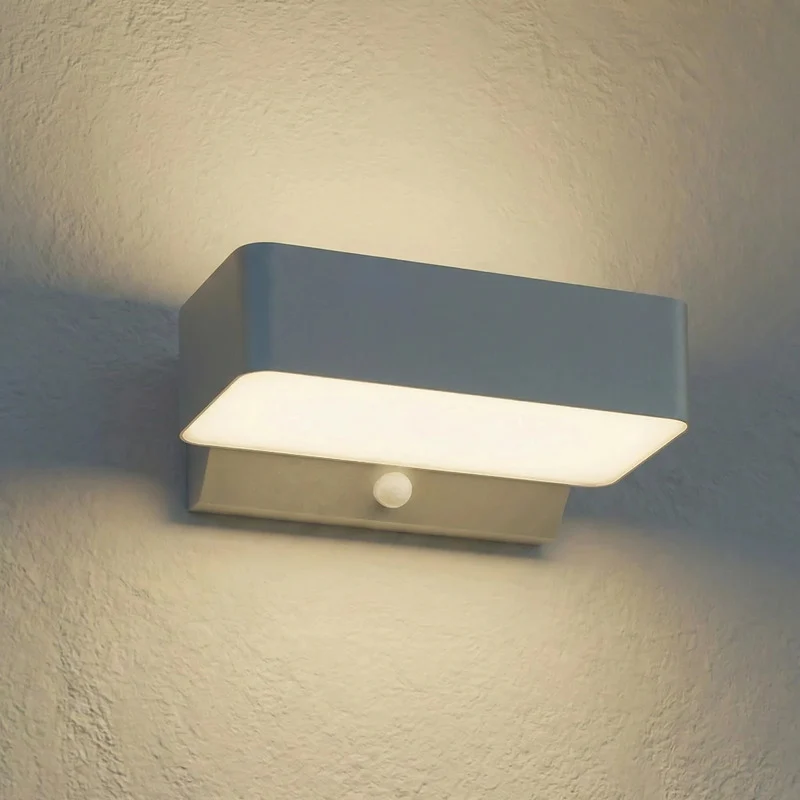 B-Ware Lindby Außenwandleuchte Wandleuchte Fando LED Sensor silber matt Aluminium IP44