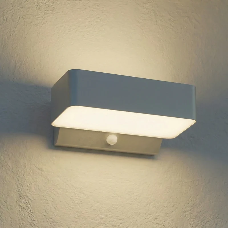 B-Ware Lindby Außenwandleuchte Wandleuchte Fando LED Sensor silber matt Aluminium IP44