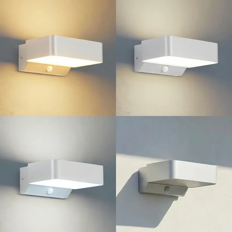 B-Ware Lindby Außenwandleuchte Wandleuchte Fando LED Sensor silber matt Aluminium IP44