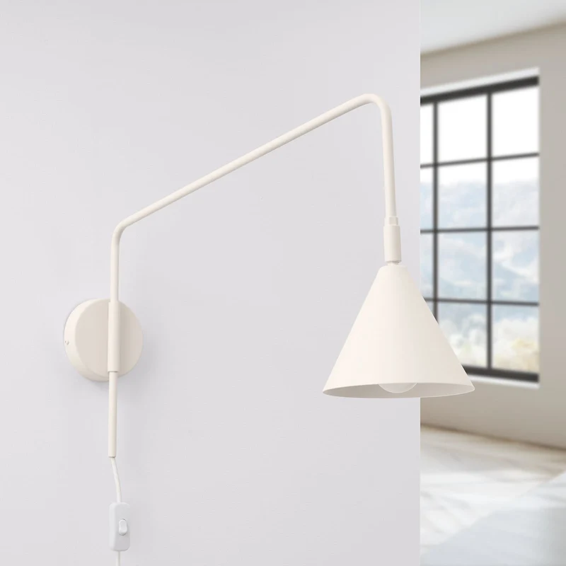 B-Ware Wandleuchte Wandlampe LYS Beige Stahl Stecker E14 LED Skandinavisch Ø 14 cm