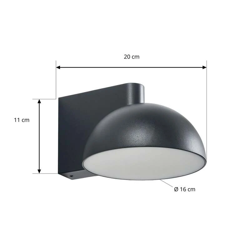 B-Ware Lucande Außenwandleuchte Velira LED Gartenleuchte schwarz Metall IP54 16x11cm