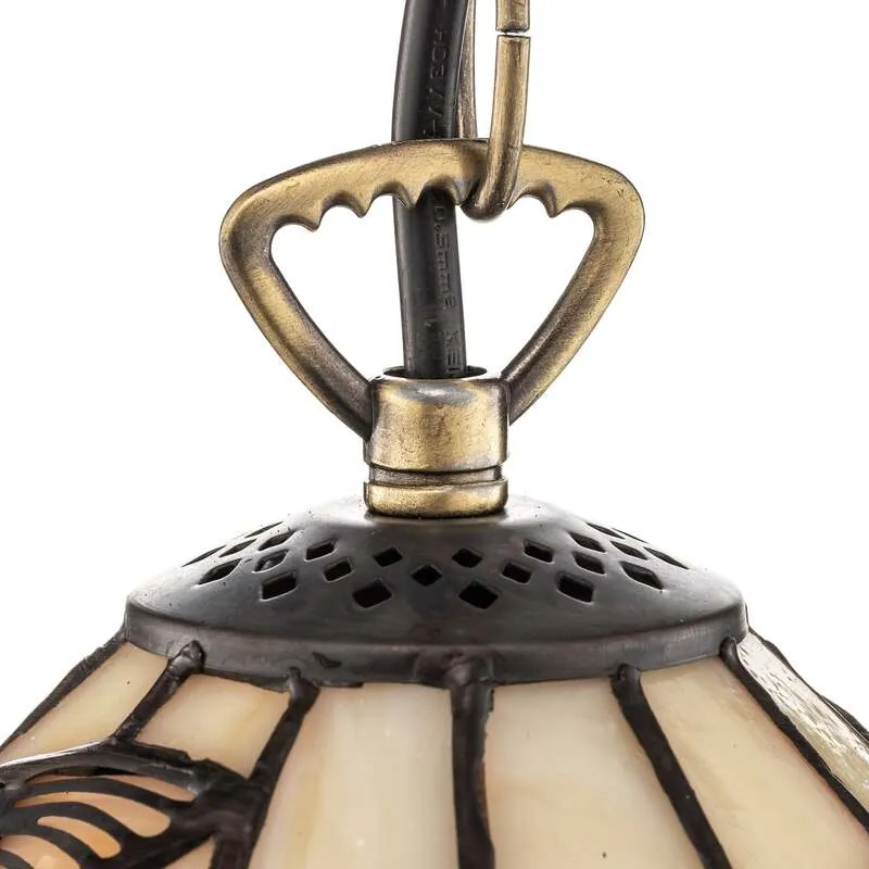 B-Ware Artistar Hängeleuchte Tiffany Stil COLIBRI dimmbar Lampe bunt braun 15x13cm
