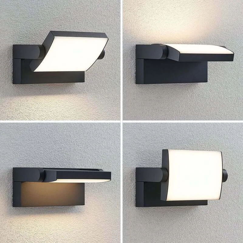 B-Ware Lindby Außenwandleuchte Wandlampe LED Sherin dunkelgrau schwenkbar