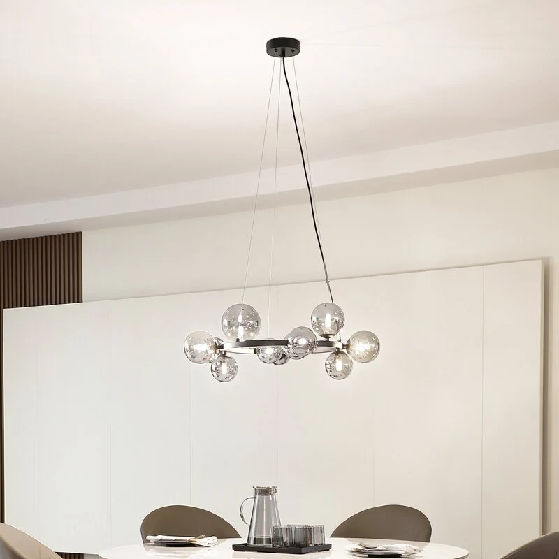 B-Ware Lucande Hängeleuchte Naelen schwarz/grau 64,3 cm Glas Hängelampe Lampe Leuchte