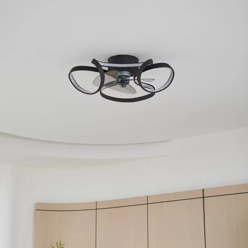 B-Ware Lindby LED-Deckenventilator Lomata Deckenventilator Venti schwarz leise Ø 23 cm