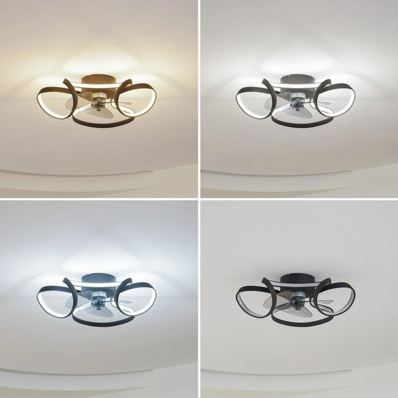 B-Ware Lindby LED-Deckenventilator Lomata Deckenventilator Venti schwarz leise Ø 23 cm