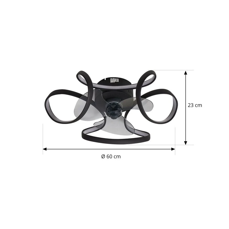 B-Ware Lindby LED-Deckenventilator Lomata Deckenventilator Venti schwarz leise Ø 23 cm
