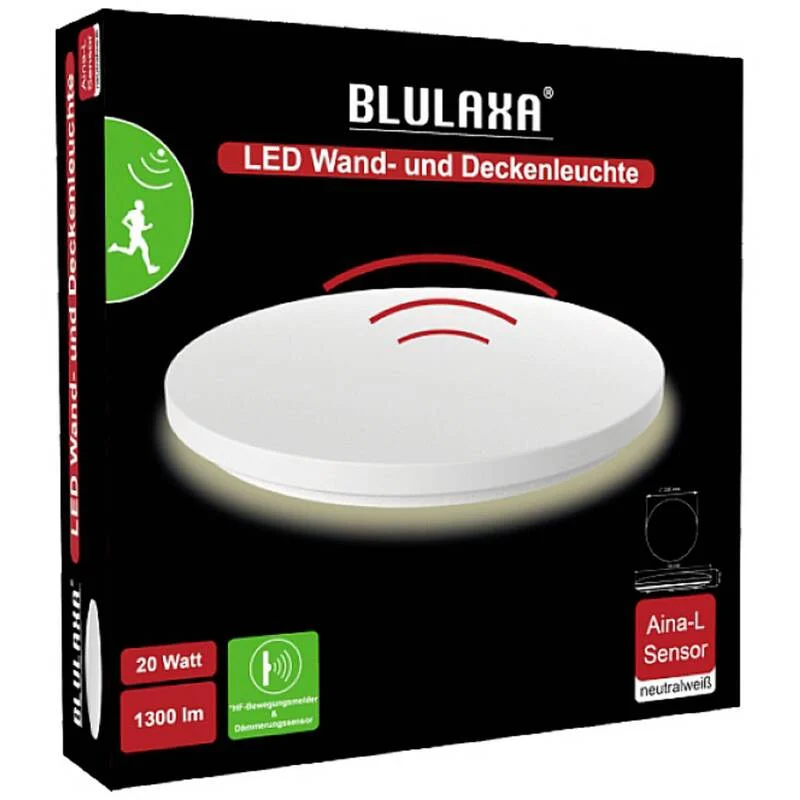 B-Ware Blulaxa Deckenleuchte Wandleuchte Aina-L LED Lampe mit Bewegungsmelder Weiß
