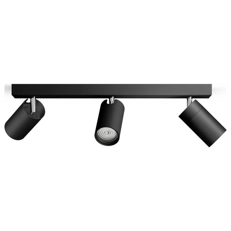 B-Ware Philips Deckenstrahler GU10 Schwarz dimmbar 3-flammig IP44 Metall 442x83x119mm