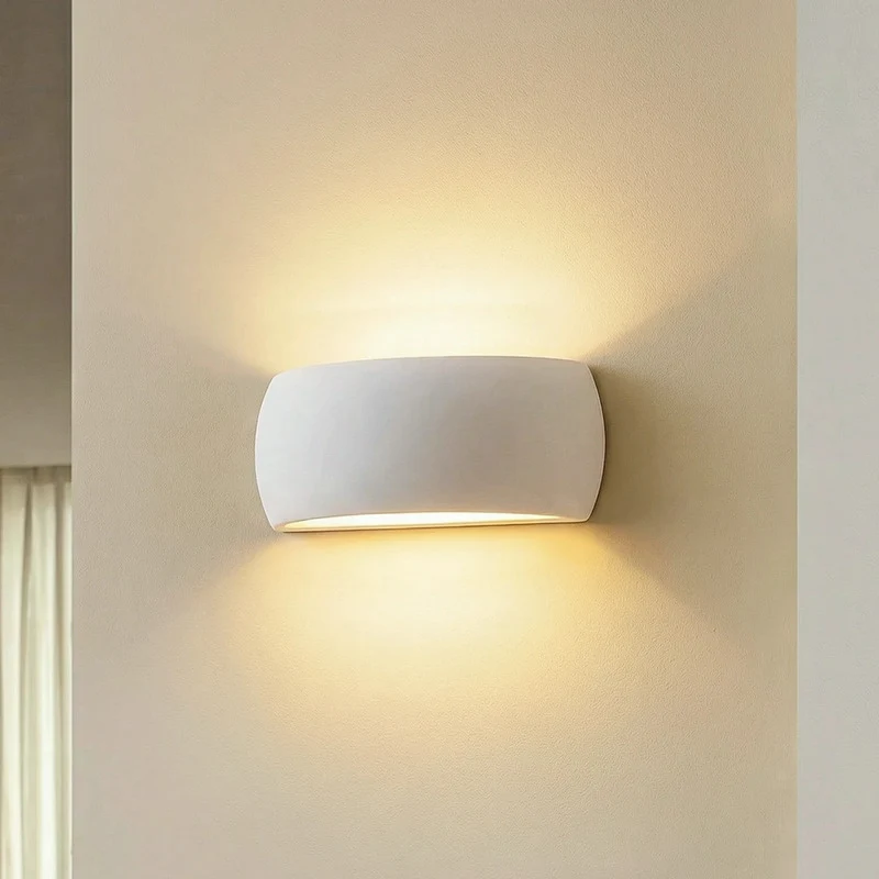 B-Ware Wandleuchte Curve LED dimmbar Wandlampe Keramik weiß 32x13cm elegant modern