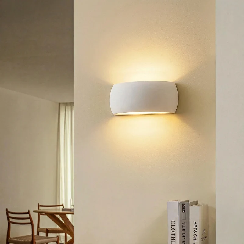 B-Ware Wandleuchte Curve LED dimmbar Wandlampe Keramik weiß 32x13cm elegant modern