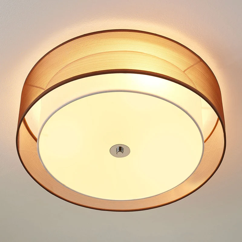B-Ware Lindby Deckenlampe Deckenleuchte Tobia LED Lampe dimmbar braun Ø50cm 3-flammig