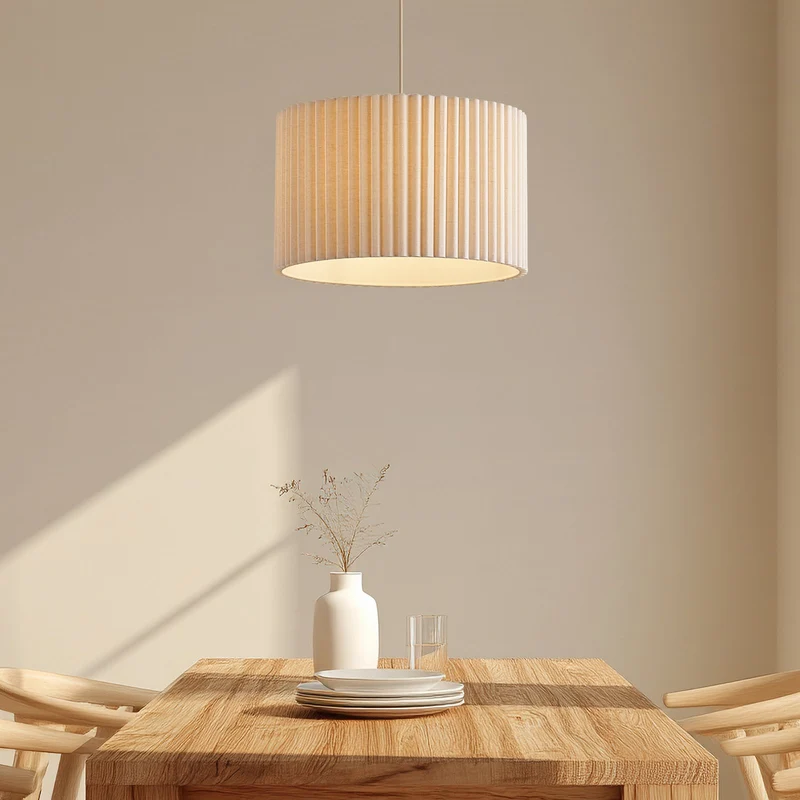 B-Ware Lindby Hängeleuchte Pendelleuchte Lampe Leinen cremefarben 45 cm Libbie