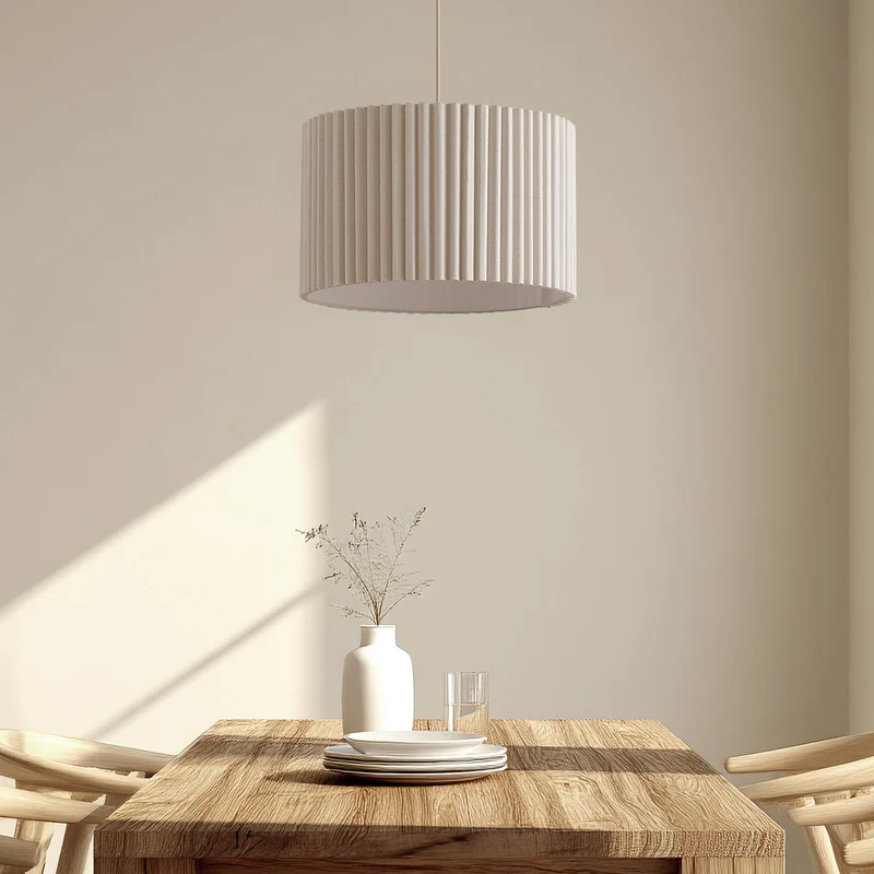 B-Ware Lindby Hängeleuchte Pendelleuchte Lampe Leinen cremefarben 45 cm Libbie
