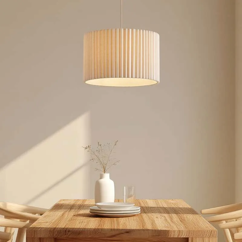 B-Ware Lindby Hängeleuchte Pendelleuchte Lampe Leinen cremefarben 45 cm Libbie