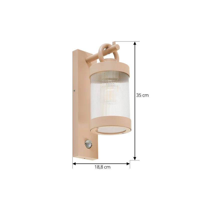 B-Ware Lindby Außenwandleuchte Lampe Sensor Yrene beige Riffle 20 cm