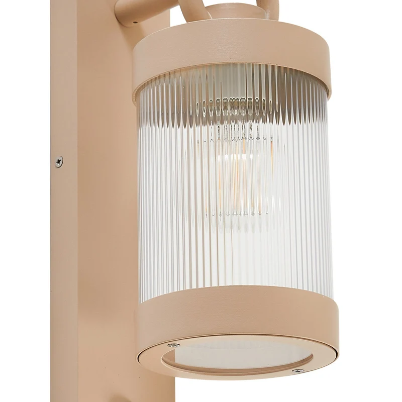 B-Ware Lindby Außenwandleuchte Lampe Sensor Yrene beige Riffle 20 cm