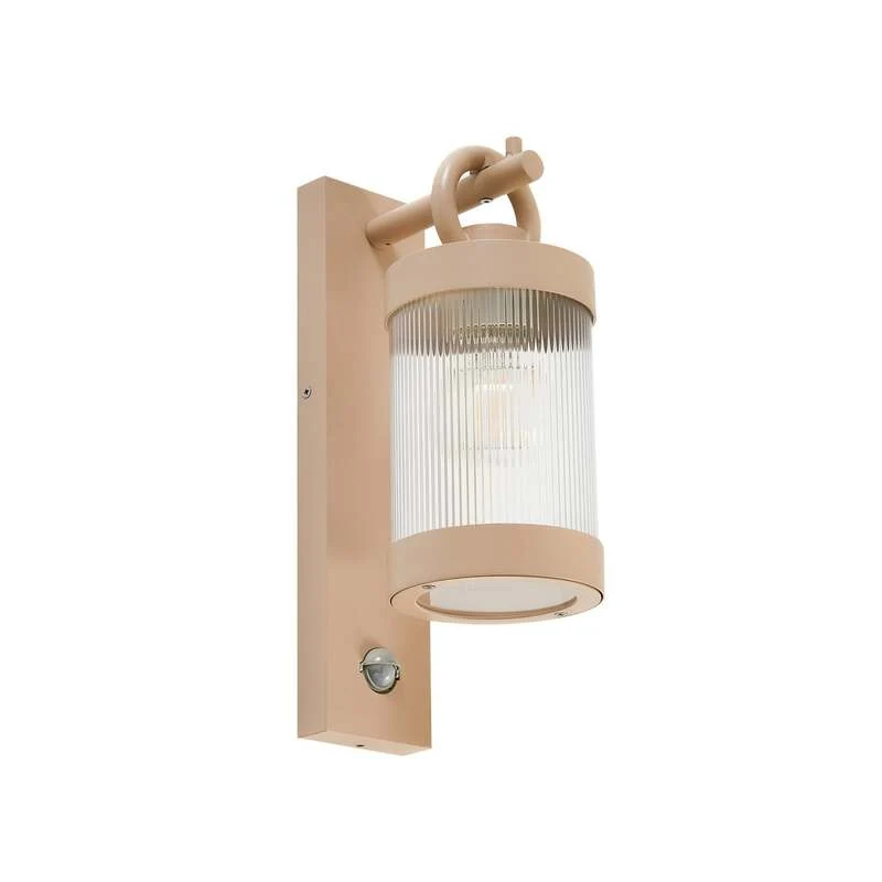 B-Ware Lindby Außenwandleuchte Lampe Sensor Yrene beige Riffle 20 cm