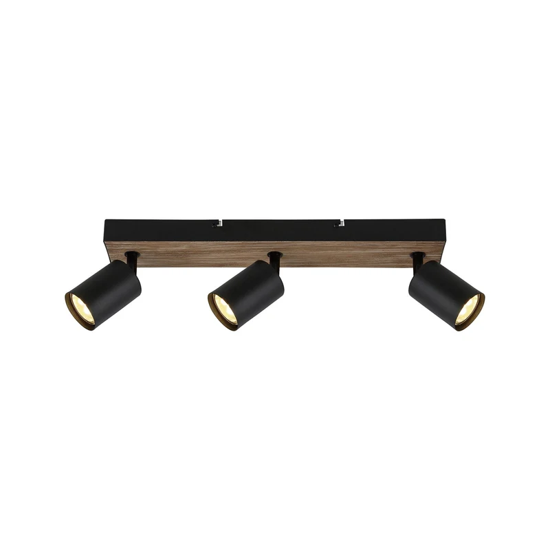 B-Ware Brilliant Wandleuchte Wandlampe Jello Wood LED Holz Metall schwarz dreiflammig