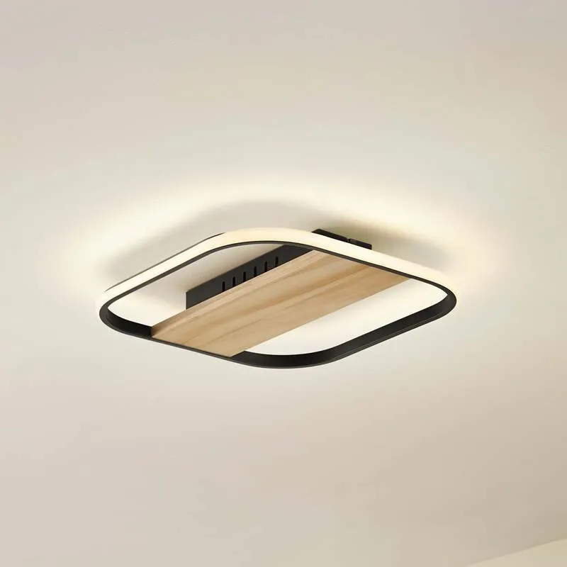 B-Ware Lindby LED-Deckenleuchte Romilda Deckenlampe Leuchte Lampe grau Holz 37 cm breit