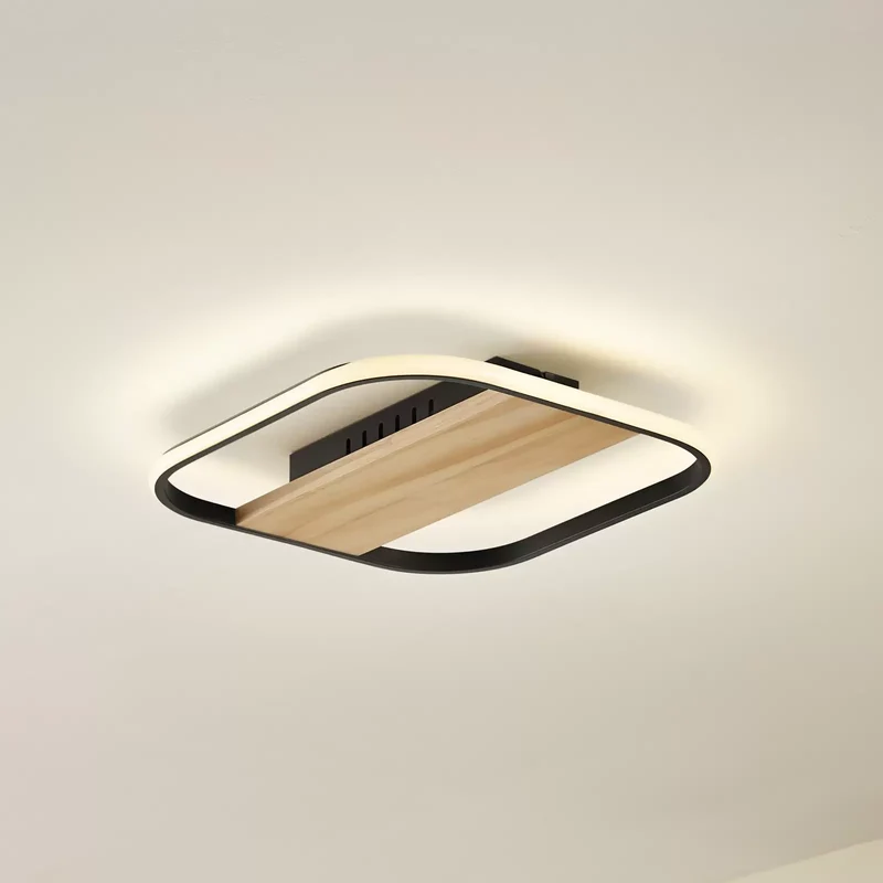 B-Ware Lindby LED-Deckenleuchte Romilda Deckenlampe Leuchte Lampe grau Holz 37 cm breit