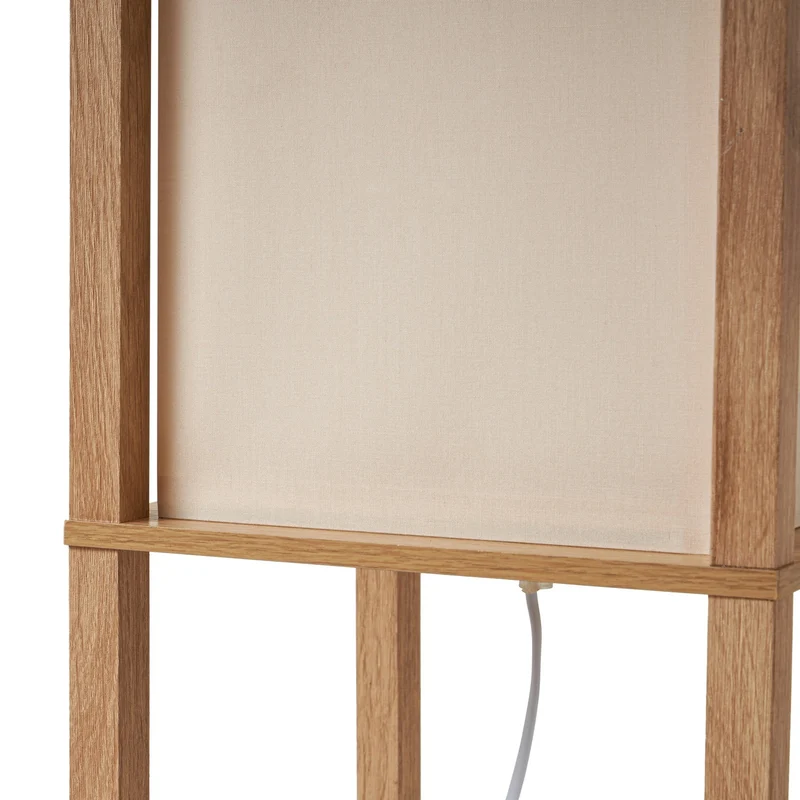 B-Ware Lindby Stehleuchte Lampen Birta Regal Holz holzfarben weiß Textil Kiefernholz