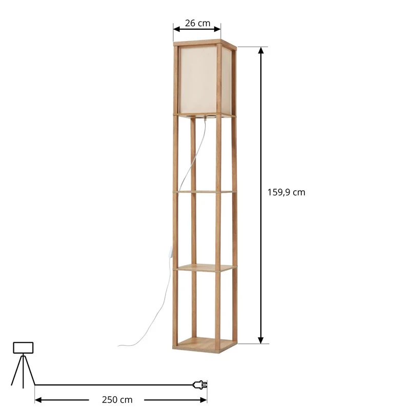 B-Ware Lindby Stehleuchte Lampen Birta Regal Holz holzfarben weiß Textil Kiefernholz