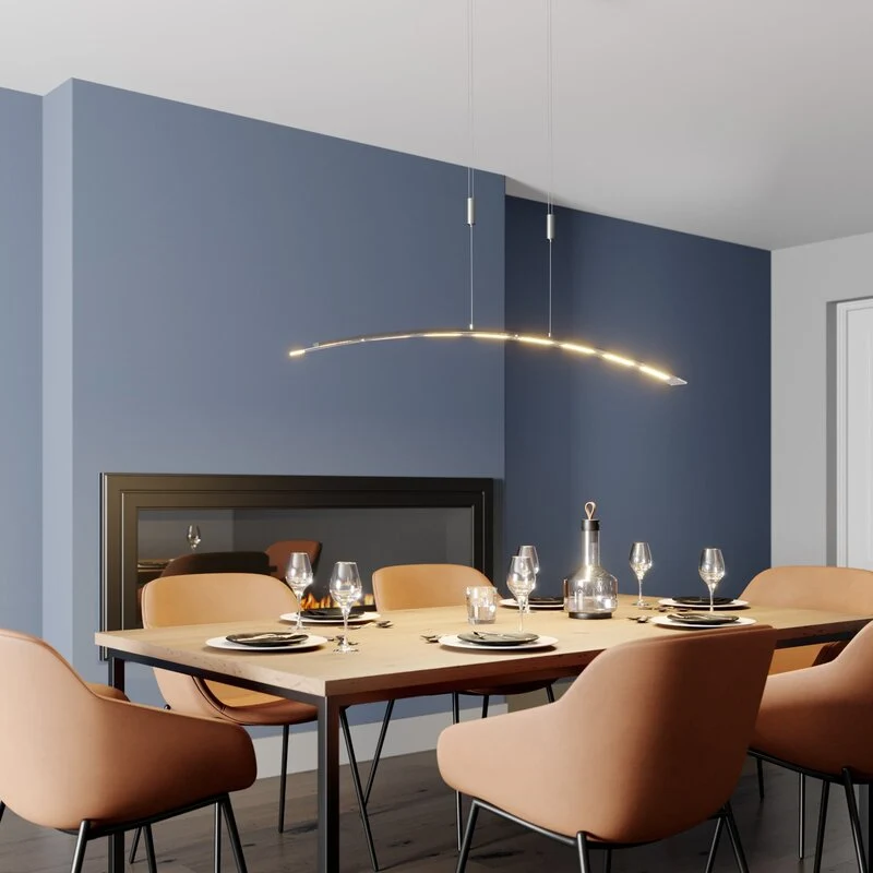 B-Ware Lindby Pendelleuchte Hängeleuchte LED Manon Glas Metall höhenverstellbar grau