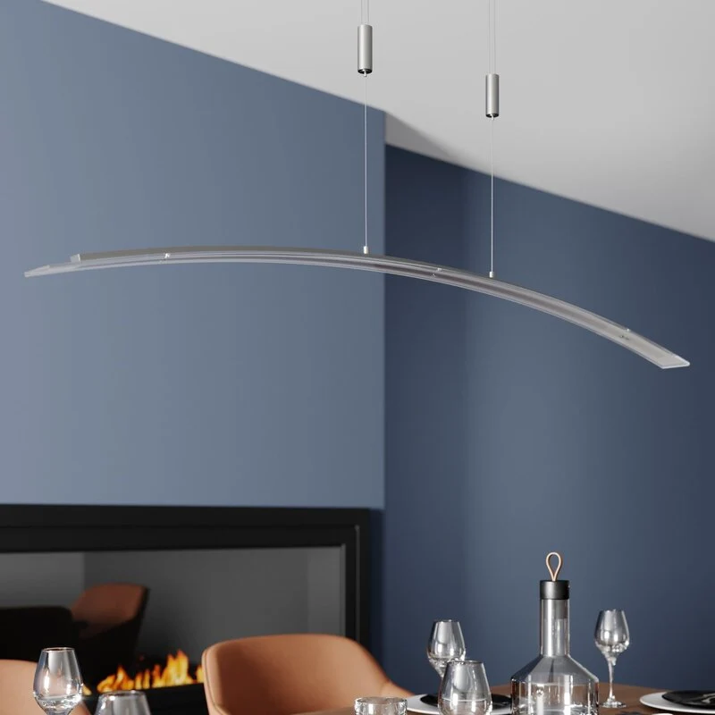 B-Ware Lindby Pendelleuchte Hängeleuchte LED Manon Glas Metall höhenverstellbar grau