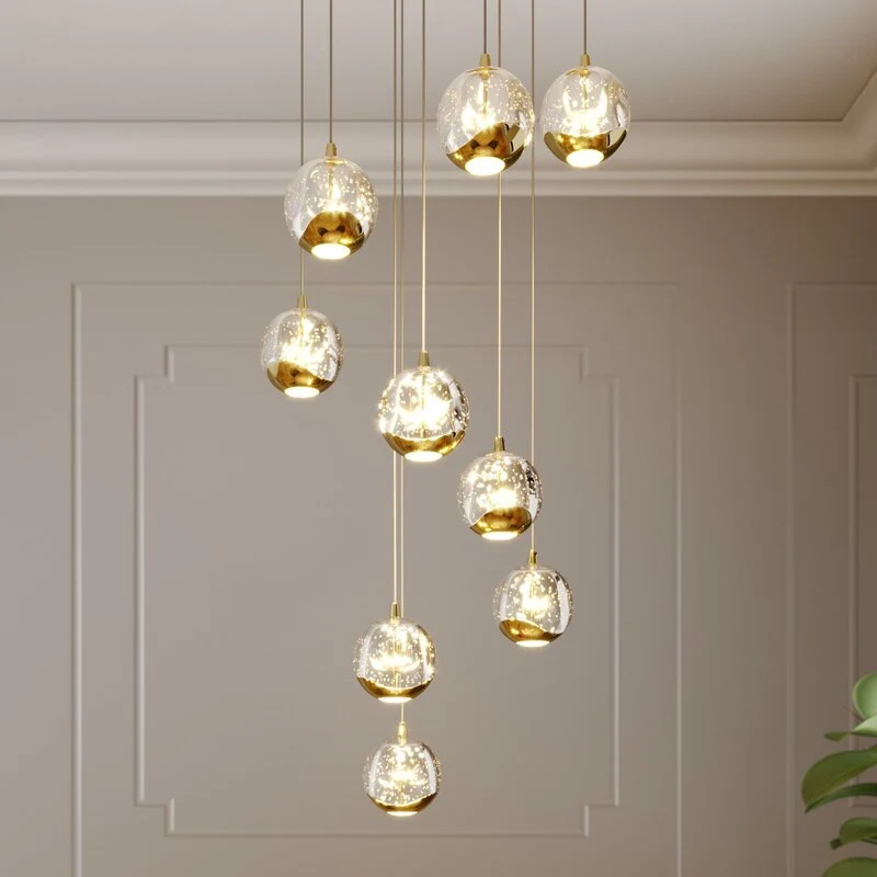 B-Ware Lucande Pendelleuchte Hängelampe LED Hayley Gold Glas Leuchte Lampe Beleuchtung