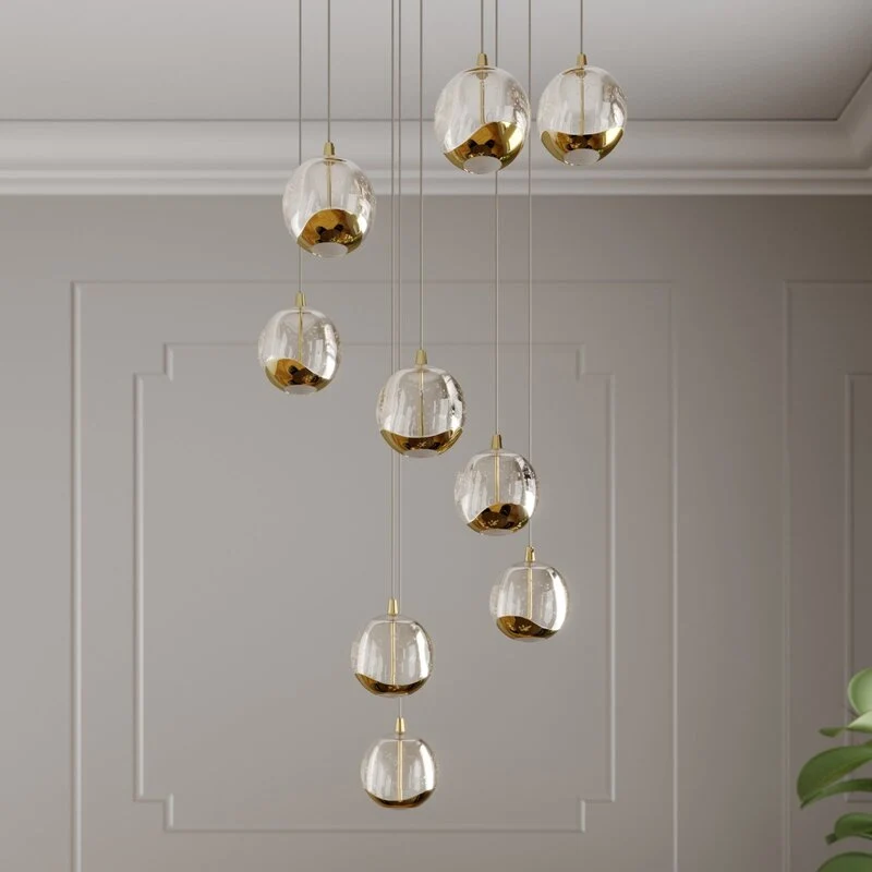 B-Ware Lucande Pendelleuchte Hängelampe LED Hayley Gold Glas Leuchte Lampe Beleuchtung