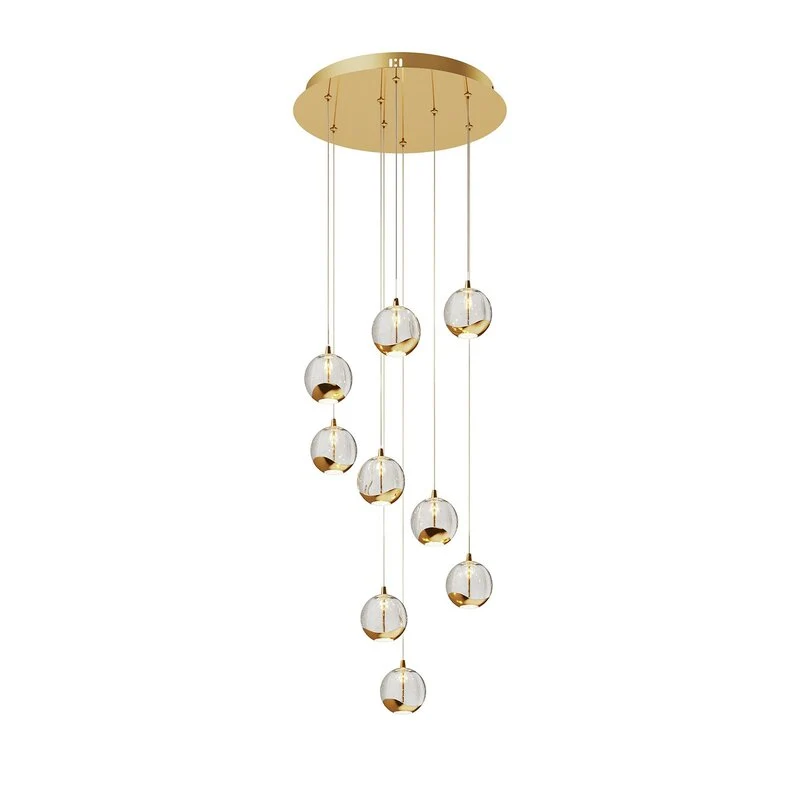 B-Ware Lucande Pendelleuchte Hängelampe LED Hayley Gold Glas Leuchte Lampe Beleuchtung