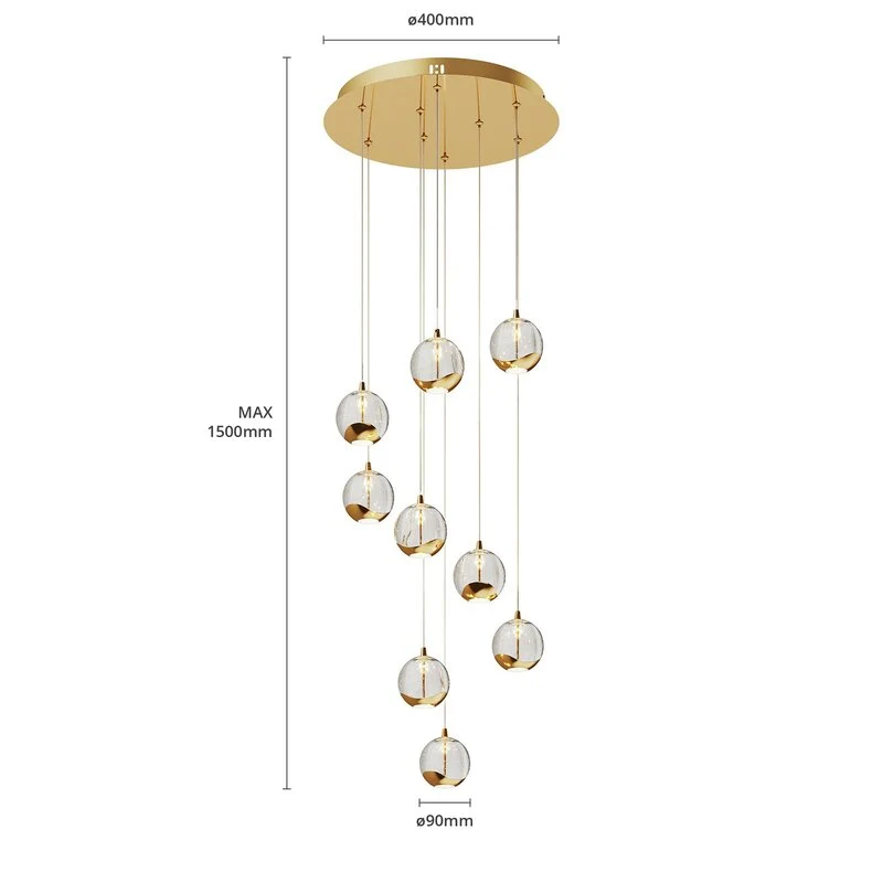 B-Ware Lucande Pendelleuchte Hängelampe LED Hayley Gold Glas Leuchte Lampe Beleuchtung