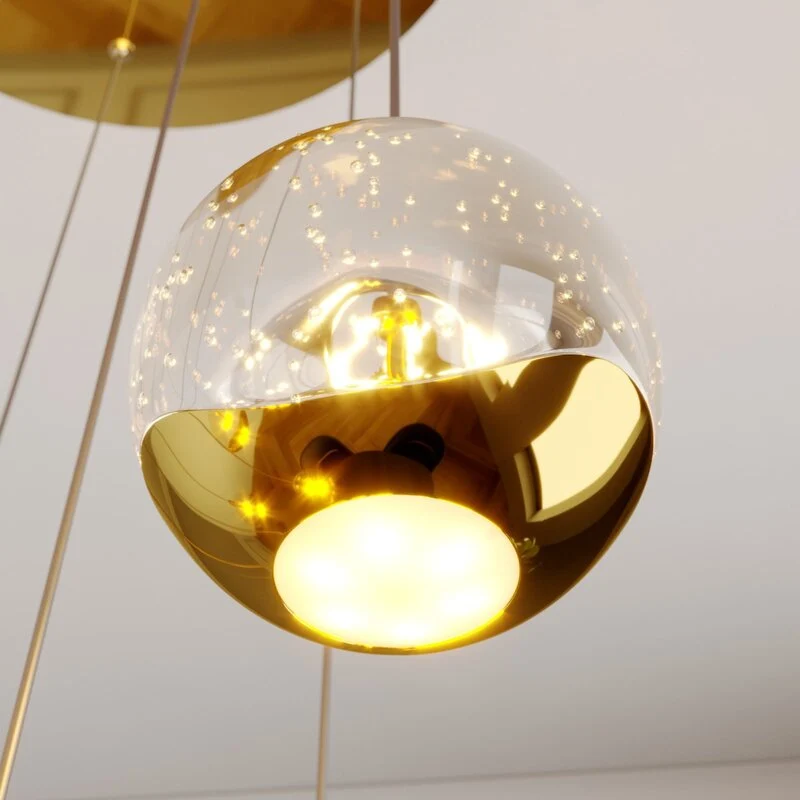 B-Ware Lucande Pendelleuchte Hängelampe LED Hayley Gold Glas Leuchte Lampe Beleuchtung