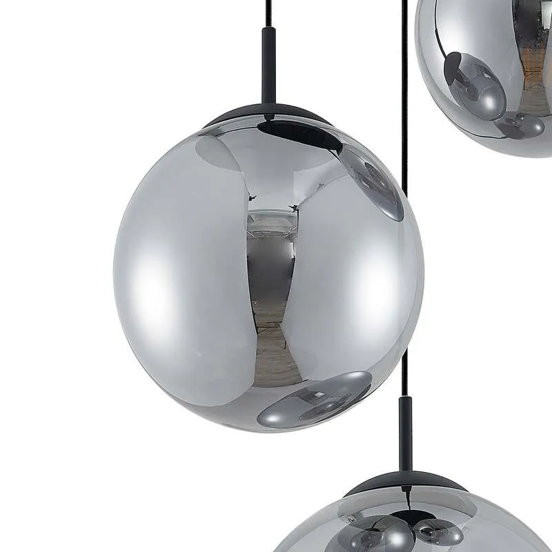 B-Ware Lindby Teeja Hängeleuchte 3 Glaskugeln Leuchte Lampe Hängeleuchte IP20 rauchgrau