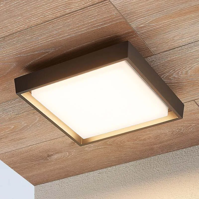 B-Ware Lucande Deckenleuchte Außenlampe LED Birta dunkelgrau Aluminiumdruckguss IP54