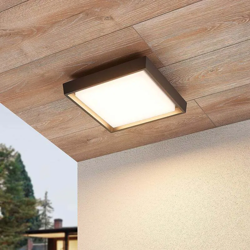 B-Ware Lucande Deckenleuchte Außenlampe LED Birta dunkelgrau Aluminiumdruckguss IP54