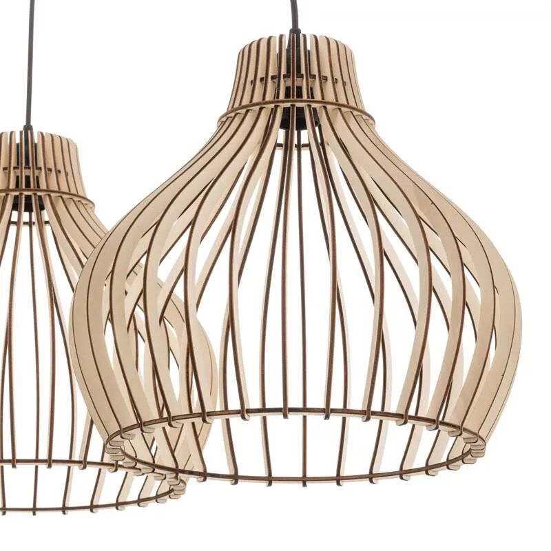 B-Ware Euluna Barrel Hängeleuchte Deckenlampe Pendelleuchte Lampe E27 Holzschirm Holz