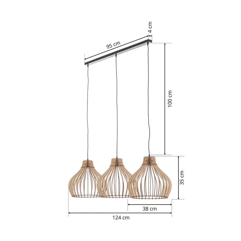 B-Ware Euluna Barrel Hängeleuchte Deckenlampe Pendelleuchte Lampe E27 Holzschirm Holz