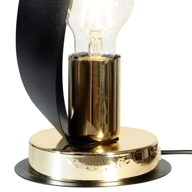 B-Ware Euluna Tischleuchte Lampe Petla schwarz gold Metall Ø 19 cm Spot Leuchte Licht