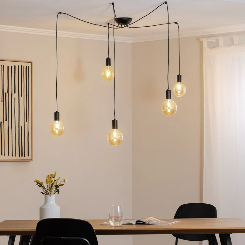 B-Ware Nowodvorski Lighting Hängeleuchte Spider in Schwarz fünfflammig Deckenlampe Spot